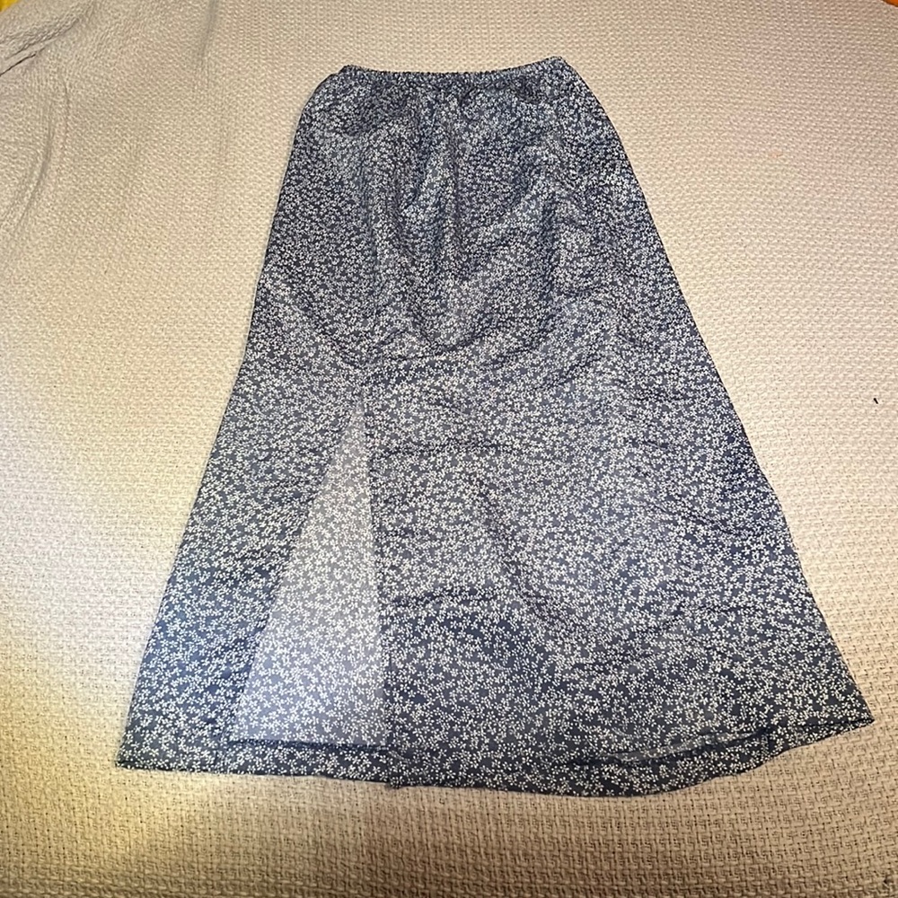 Blue floral maxi skirt